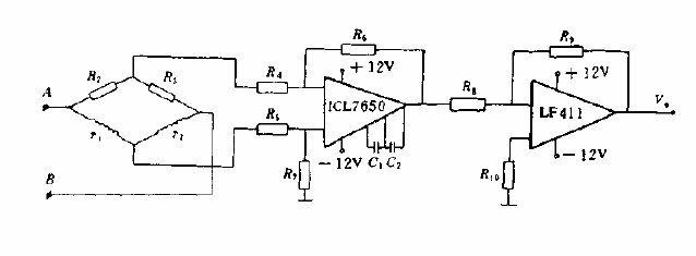 Inclination sensor amplification circuit diagram