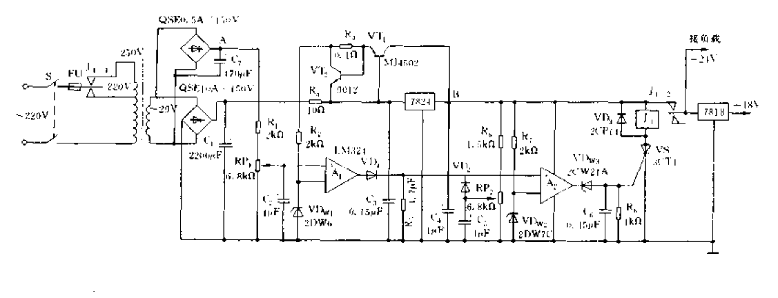 Application circuit diagram of voltage comparator LM334 in power supply circuit