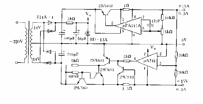 Tracking stabilized power supply circuit diagram using op amp (Part 2)