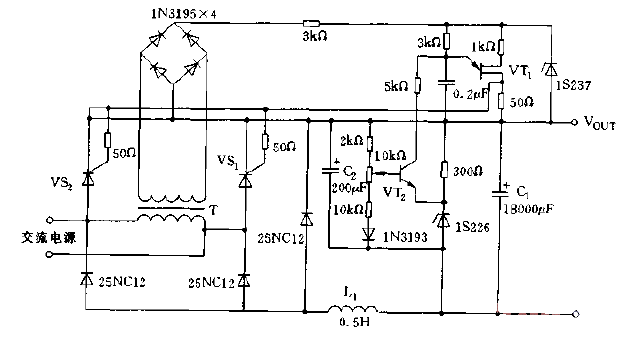 A <strong>stabilized power supply circuit</strong> composed of <strong>thyristors</strong> with an output of 10A <strong>current</strong> Figure.gif