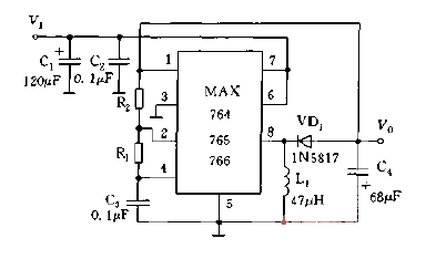 Typical<strong>application circuit diagram</strong>b.gif of MAX764,765,766