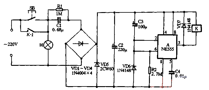 5. Use <strong>NE555</strong> to create a push-button delay section <strong>electric light</strong> (1).gif