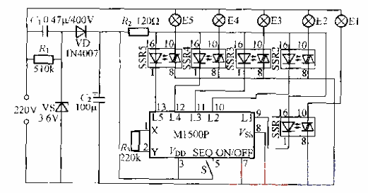 Five-way flashing light string circuit (1)