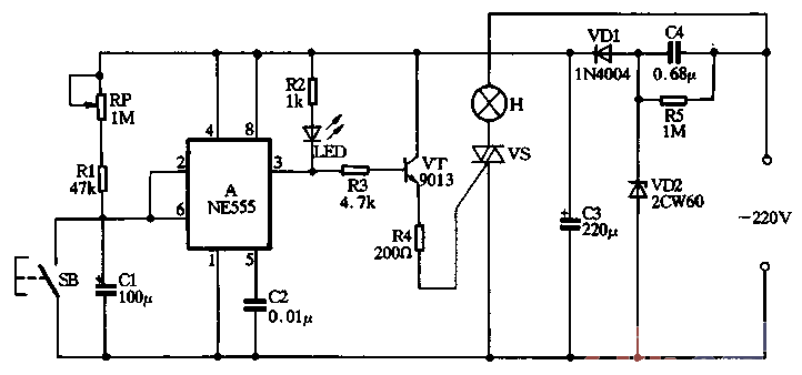 6. Use <strong>NE555</strong> to create a push-button delay section <strong>electric light</strong> (2).gif