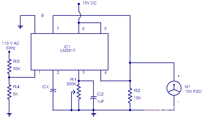 Capacitance meter circuit diagram design based on LM2917