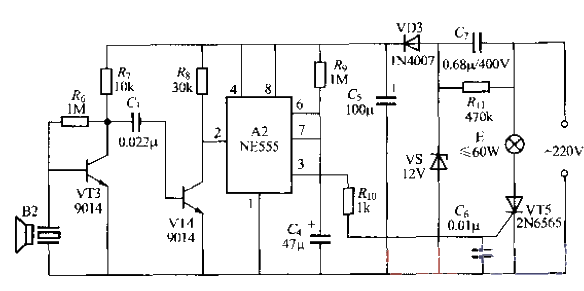 224.<strong>Ultrasonic</strong><strong>Remote control</strong>Delay light<strong>Switch circuit</strong>.gif