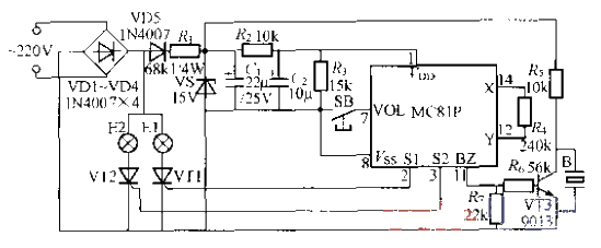 271. Dual-way<strong>Flashing Light</strong>String<strong>Circuit</strong> with music.gif