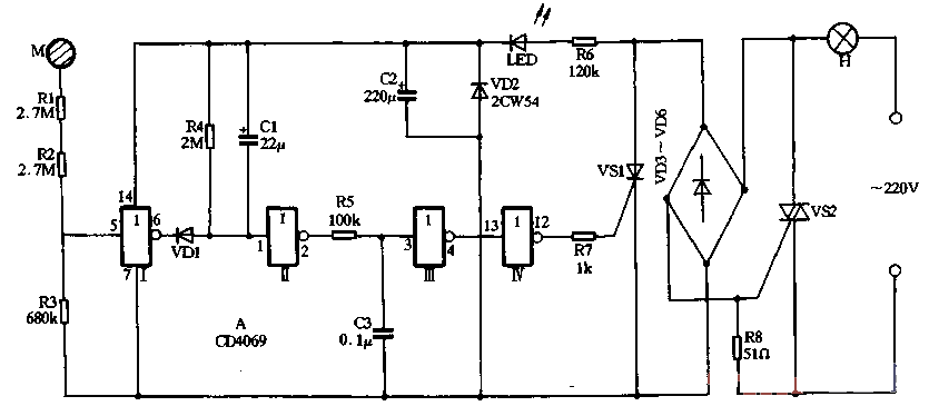 27. Use <strong>CD4069</strong> to create a <strong>touch</strong> delay section<strong>light</strong>.gif