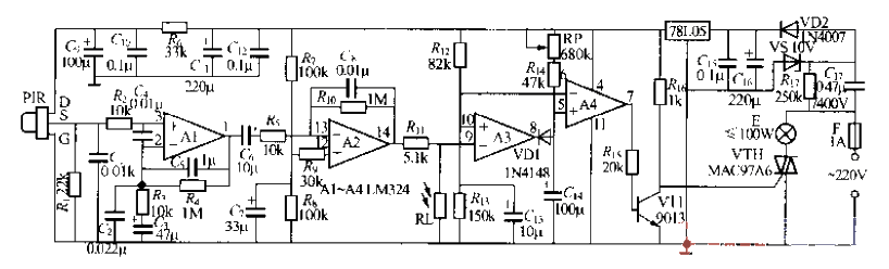 Pyroelectric infrared induction automatic light circuit (1)