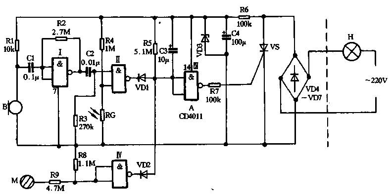 19. Use<strong>CD</strong>4011 to create sound, light and<strong>touch</strong> three-control delay<strong>light</strong>.gif