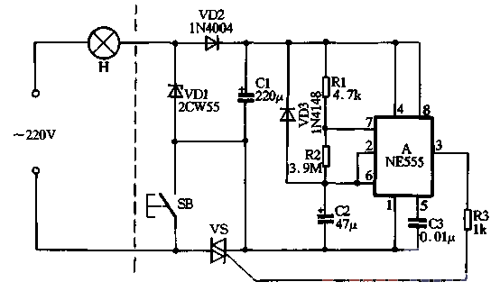 7. Use <strong>NE555</strong> to create a push-button delay section <strong>electric light</strong> (3).gif