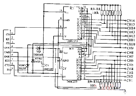 Use<strong>pc</strong><strong>Serial Port</strong> to read 16 digital input channels<strong><strong>Circuit Diagram</strong></strong>.gif