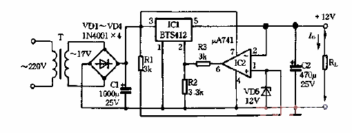 Switching voltage regulator<strong><strong>Power supply circuit diagram designed with BTS412</strong></strong>.gif