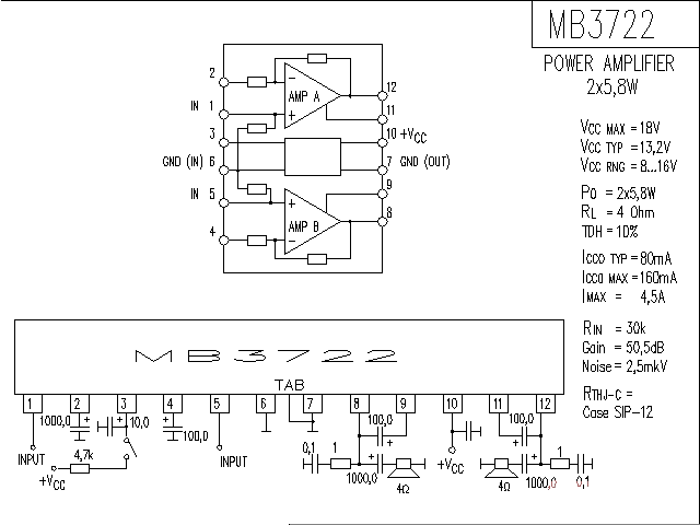 <strong>MB</strong>3722<strong><strong>Audio</strong></strong><strong>IC</strong><strong><strong>Amplified Circuit Diagram</strong></strong>.gif