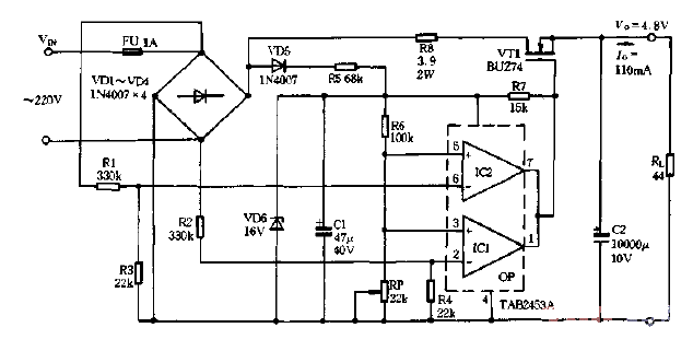 Without<strong><strong>Power Transformer</strong></strong>DC Stabilizer<strong><strong>Power Supply Circuit Diagram</strong></strong>.gif