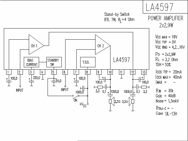 LA4597<strong><strong>Audio</strong></strong><strong>IC</strong><strong><strong>Amplified Circuit Diagram</strong></strong>.gif