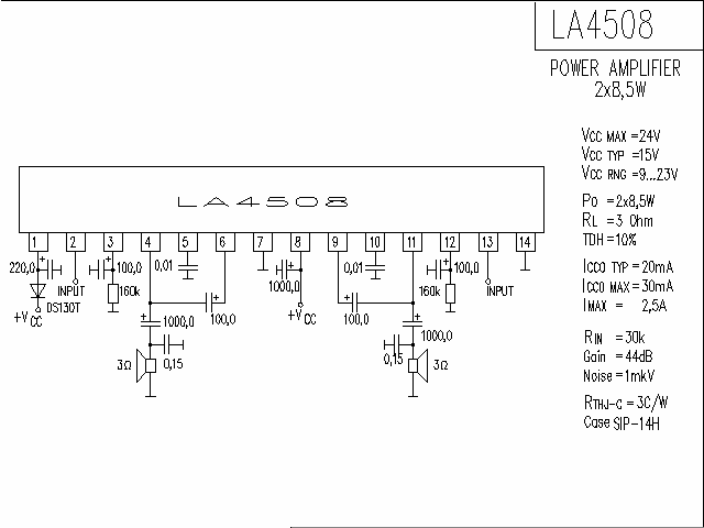 LA4508 audio IC amplifier circuit diagram