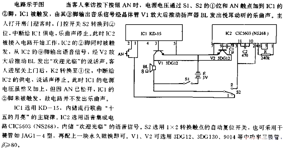 Electronic doorbell circuit that can speak and sing