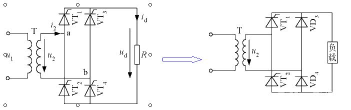 Single-phase full-wave controllable rectifier circuit Single-phase bridge half-controlled rectifier circuit