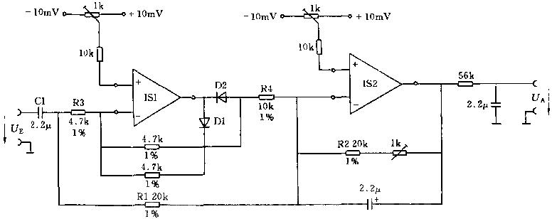 Integrating circuit-precision rectifier circuit diagram