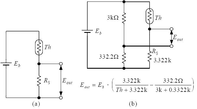 Basic circuit diagram of thermistor bridge measurement