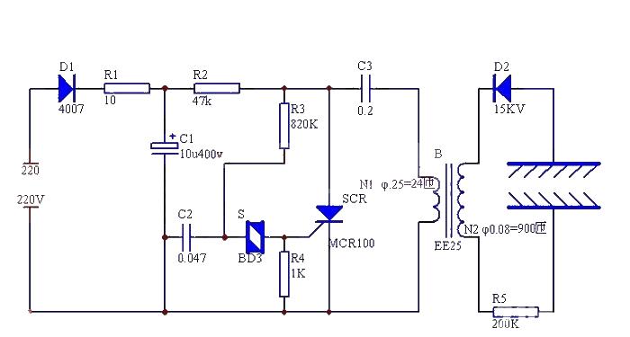 Simple production of negative ion generator circuit diagram