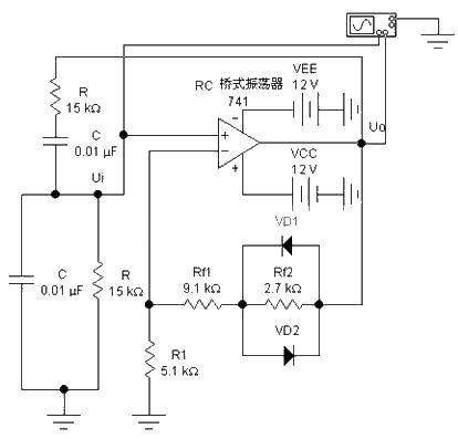 RC bridge oscillator circuit