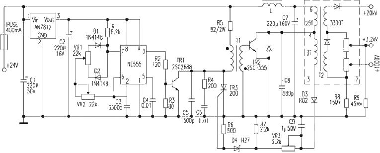 24V power supply pure flat panel display high voltage power supply circuit diagram