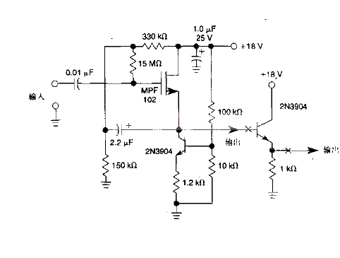 JFET amplifier with input impedance of 500M