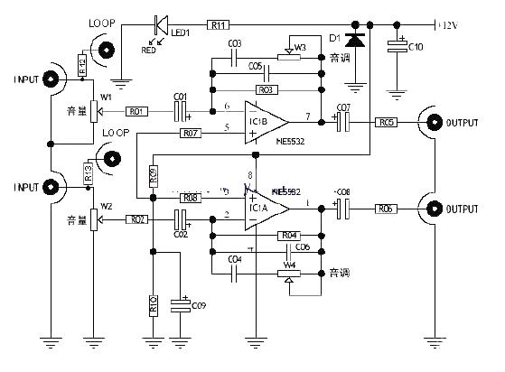 NE5532 designed HIFI headphone amplifier circuit diagram