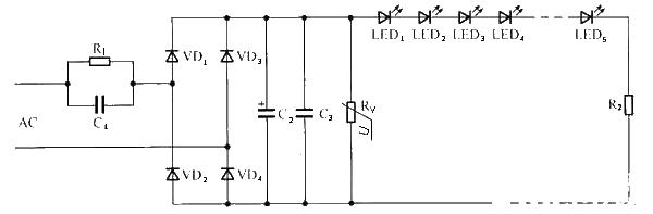 Capacitor step-down LED drive circuit diagram using varistor