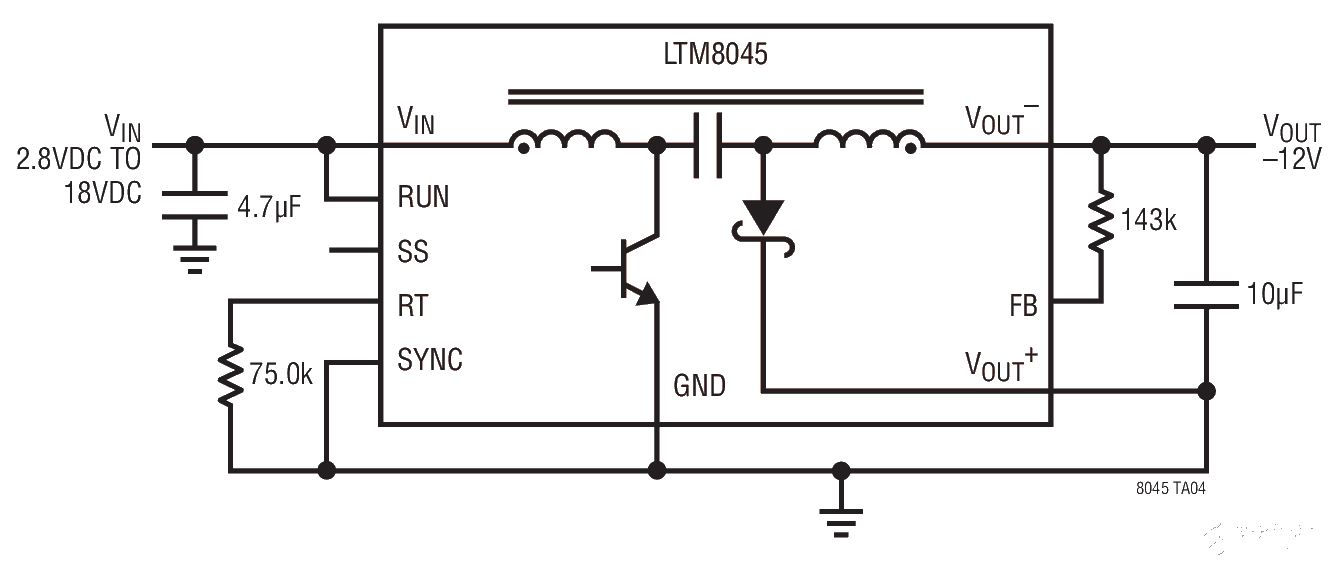 -12V Inverting Converter LTM8045 -12V negative output converter