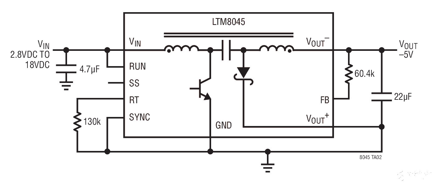 -5V Inverting Convener LTM8045 -5V negative output converter