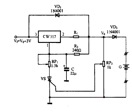 Cross current-constant voltage<strong>charger circuit</strong> designed by <strong>CW</strong>317