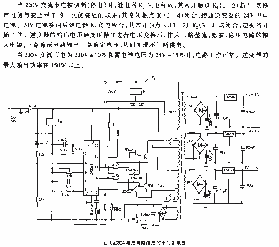 An<strong><strong>uninterruptible power supply</strong></strong> composed of CA3524<strong><strong>Integrated Circuit</strong></strong>.gif