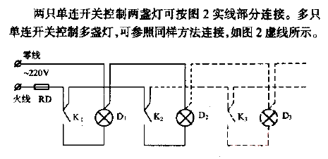 Two single-connection switches control two light circuits