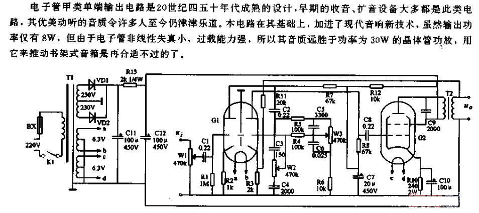 8W pure class A<strong><strong>tube amplifier</strong></strong> circuit.gif