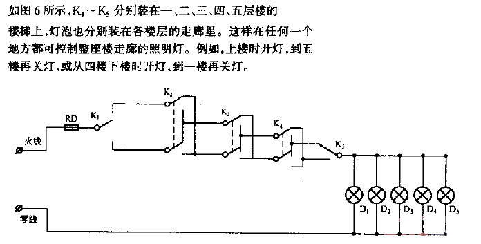 Five-story lighting switch control method