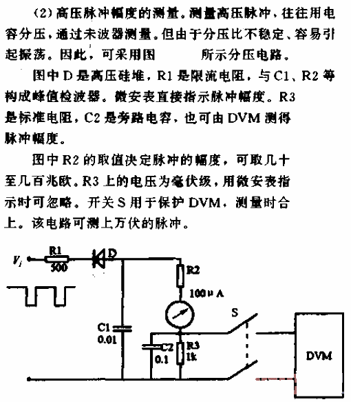 Charge and discharge method for measuring high voltage pulse circuit