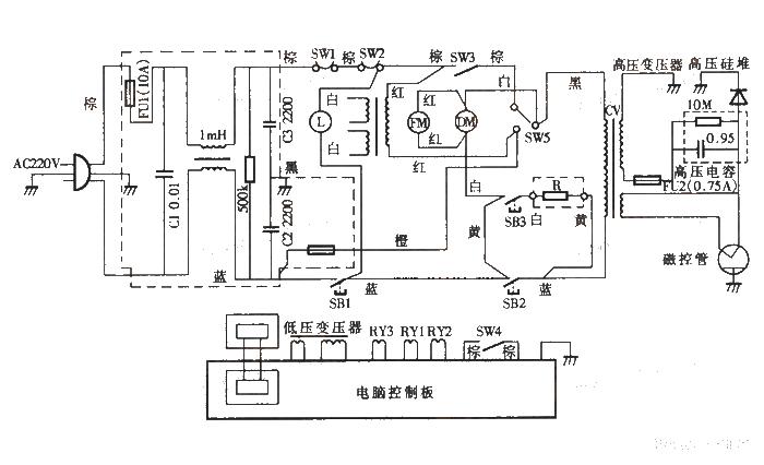 Samsung M9A88 microwave oven circuit schematic diagram