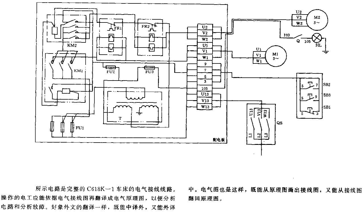 C618K-1 ordinary lathe electrical wiring diagram