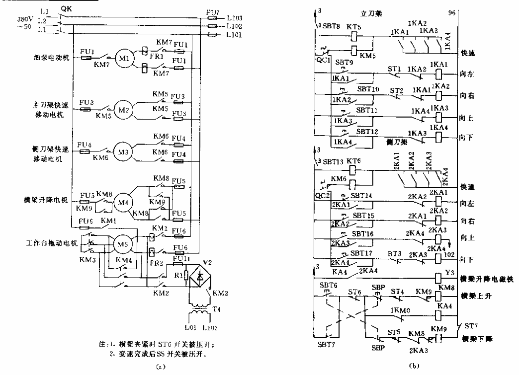 C516A single column vertical lathe electrical schematic circuit 01