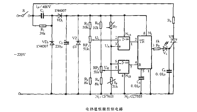 <strong>Electric blanket</strong><strong>Thermostatic control circuit</strong>.gif