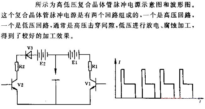 High and low voltage composite transistor pulse power supply circuit