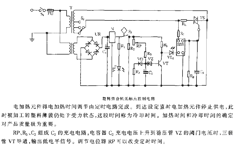 Plastic heat sealing machine contactless control circuit