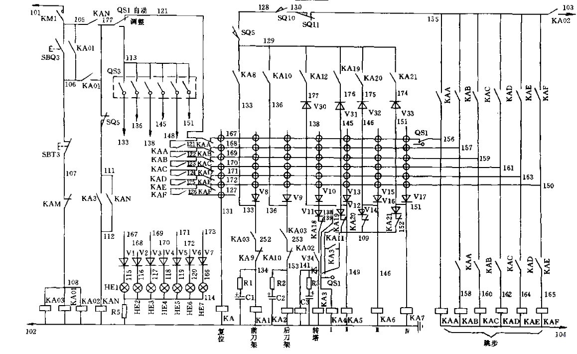 CB3450 combined semi-automatic turret lathe<strong>Electrical schematic diagram</strong><strong>Circuit</strong>02.gif