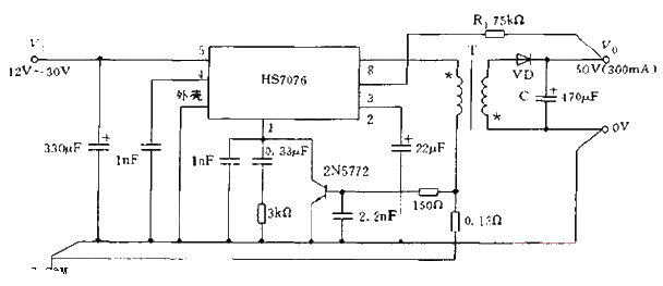 Using HS7076 to form a<strong><strong>boost</strong></strong><strong><strong>DCDC converter</strong></strong> circuit diagram.gif