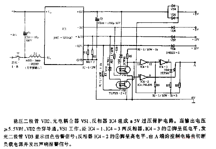 With symmetrical 5V, 12V voltage regulator<strong><strong>Power supply circuit diagram</strong></strong>.gif