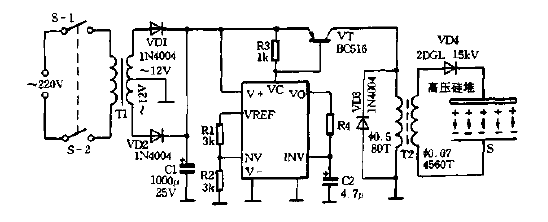 Low voltage DC power supply negative ion generator circuit diagram