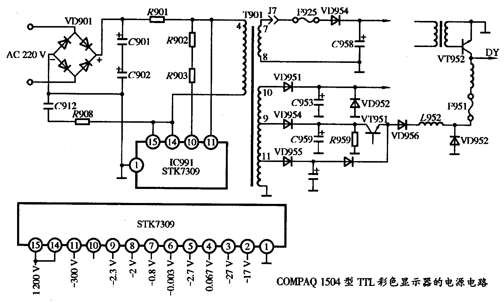 <strong><strong>COM</strong></strong>PAQ 1504 type<strong><strong>TTL</strong></strong><strong><strong>Color monitor</strong></strong> <strong><strong>Power supply circuit diagram</strong></strong>.gif